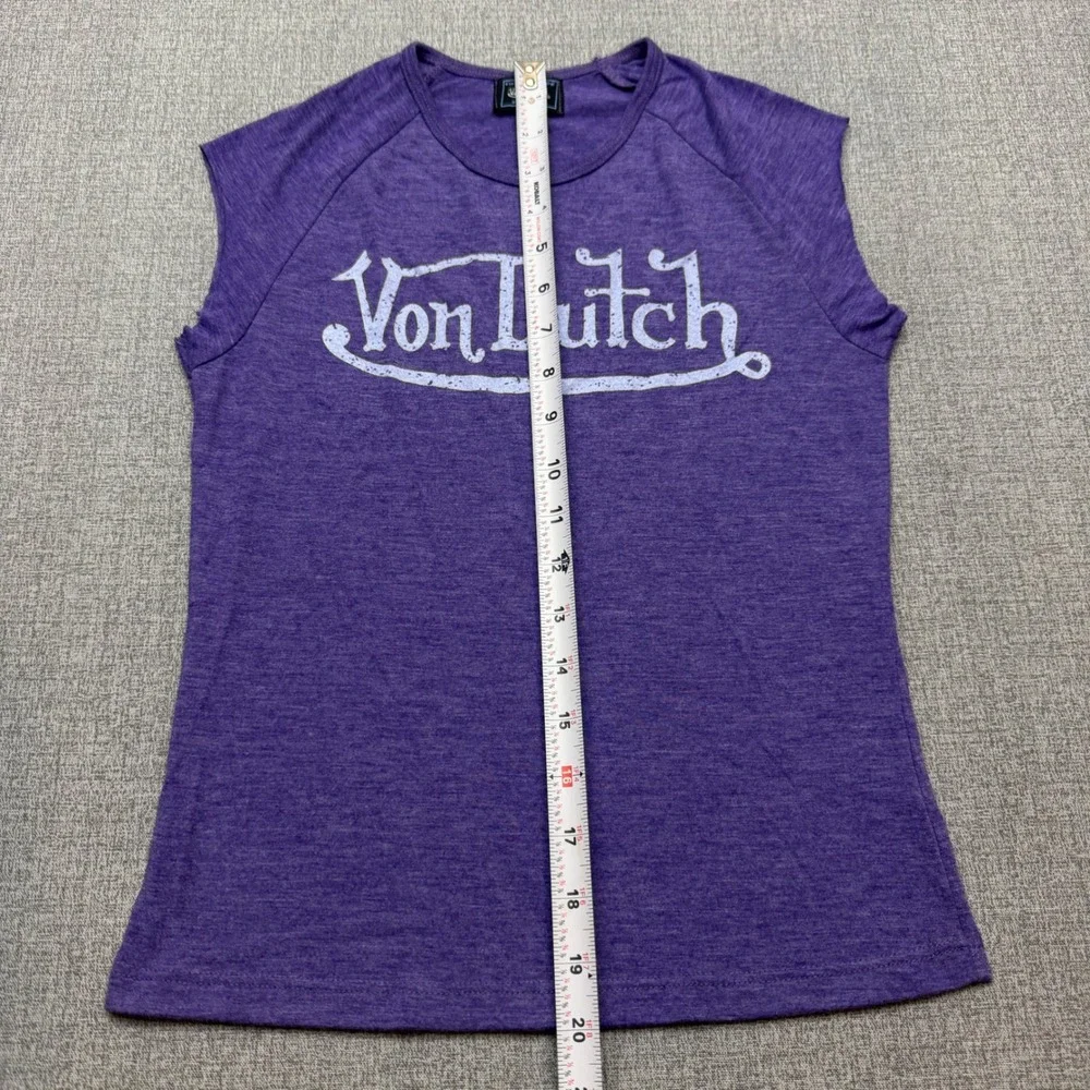 VTG Von Dutch Purple Heather Cap Sleeve T-Shirt Graphic Tee Y2K Women's Small